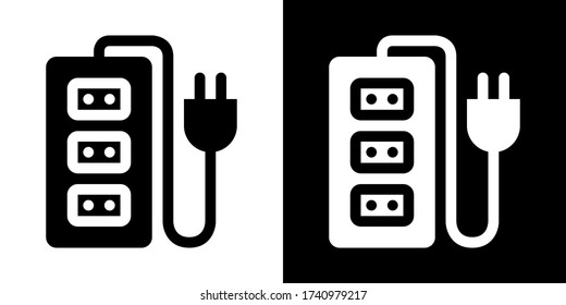 Electric Extension. Glyph Icon in White and Black Version.