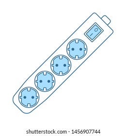 Electric Extension Icon. Thin Line With Blue Fill Design. Vector Illustration.