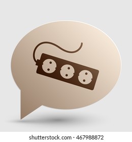 Electric extension plug sign. Brown gradient icon on bubble with shadow.