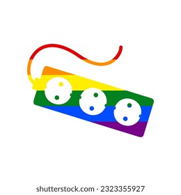 Electric extension plug sign. Rainbow gay LGBT rights colored Icon at white Background. Illustration.