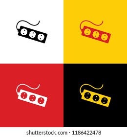 Electric extension plug sign. Vector. Icons of german flag on corresponding colors as background.