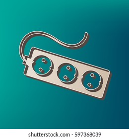 Electric extension plug sign. Vector. Icon printed at 3d on sea color background.