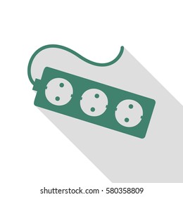 Electric extension plug sign. Veridian icon with flat style shadow path.