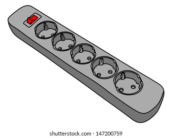 electric extension,electric plug isolated on a white background, illustration