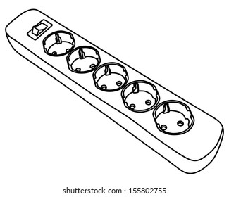 electric extension,electric plug isolated on a white background, illustration