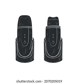 Electric facial cleanser, cosmetic apparatus for the face. Black silhouette.