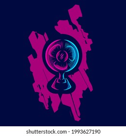 Electric fan blower turbine line pop art portrait logo colorful design with dark background. Abstract vector illustration. Isolated black background for t-shirt, poster, clothing, merch, apparel