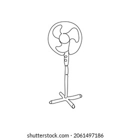 Dibujo continuo del ventilador eléctrico. Una línea de electrodomésticos, refrigeración, aire acondicionado, clima interior, aire fresco.