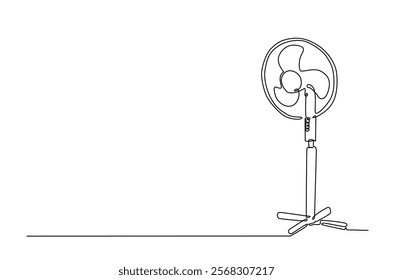 Electric fan in continuous one line drawing. Single line art draw of fan. Editable vector.