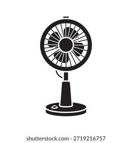 Icono de Vector negro sólido de aire de refrigeración de ventilador eléctrico aislado fondo blanco dispositivo de verano ventilador de viento símbolo de Diseño gráfico ilustración