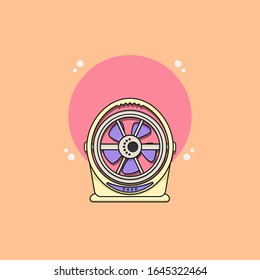 Electric Fan Flat Vector Icon Illustration.  Flat Cartoon Style Suitable for Web Landing Page, Banner, Flyer, Sticker, Wallpaper, Background