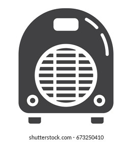 Electric fan heater solid icon, household and appliance, vector graphics, a glyph pattern on a white background, eps 10.