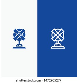 Electric, Fan, Home, Machine Line and Glyph Solid icon Blue banner