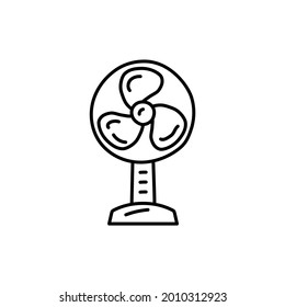 elektrisches Ventilatorsymbol im schwarzen Flachstil einzeln auf weißem Hintergrund
