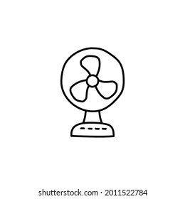 electric fan ico in flat black line style, isolated on white background