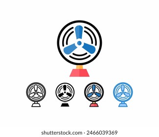 
Electric Fan Icon.set of 5 table fan icons, line, outline, glyph, filled line, flat color and blue color. Editable strokes and perfect pixels. Can be used for digital products, prints, etc.
