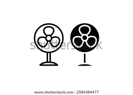 Electric fan icon in black and white vector