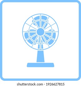 Electric Fan Icon. Blue Frame Design. Vector Illustration.