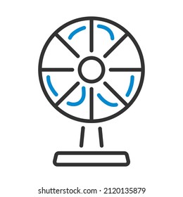 Elektrisches Lüftersymbol. Bearbeitbare, fette Rahmenlinie mit Farbfülldesign. Vektorgrafik.