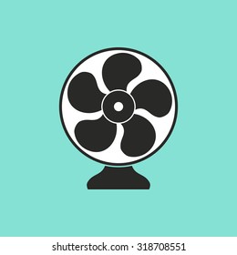 Electric fan  icon on green background. Vector illustration.