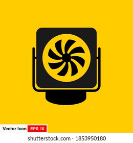 Electric fan icon on yellow background. Vector illustration.