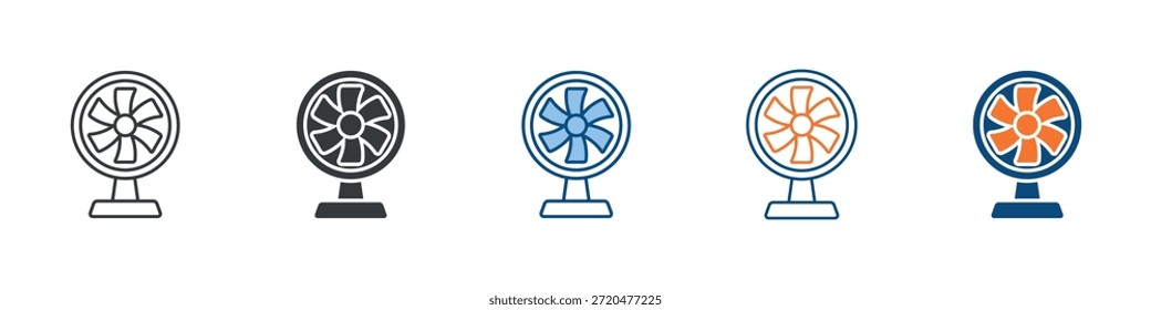 Conjunto de iconos de ventilador eléctrico Colección de estilo múltiple
