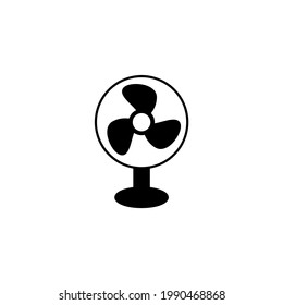 electric fan icon in solid black flat shape glyph icon, isolated on white background 