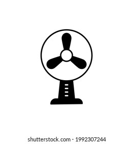 electric fan icon in solid black flat shape glyph icon, isolated on white background 