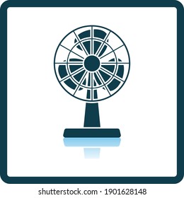 Electric Fan Icon. Square Shadow Reflection Design. Vector Illustration.