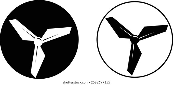 Electric fan icons set. Air conditioning heating and cooling black fan bicolor line and flat vector collection isolated on transparent background. Wind symbol , cold temperature design concepts.