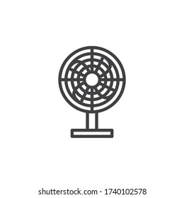 Icono de línea de ventilador eléctrico. signo de estilo lineal para concepto móvil y diseño web. Ventilador de tabla, icono vectorial de contorno del ventilador. Símbolo, ilustración del logotipo. Gráficos vectoriales