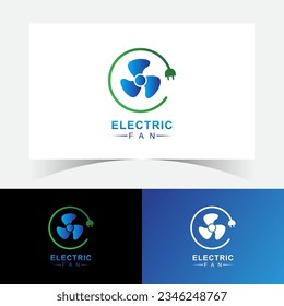 Electric Fan Logo Design template. Electrical fan, ventilator, blower and blowhole with wave cool wind, logo design. 