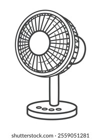 Electric fan. In operation. Home appliances. Vector illustration.