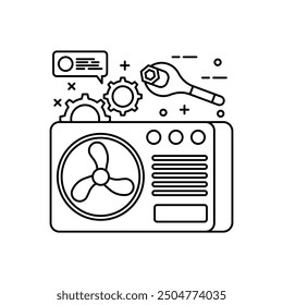 Electric Fan Outline Icon, Vector illustration