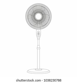 
Electric fan, thin line style. isolated on white background