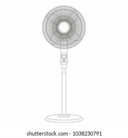 
Electric fan, thin line style. isolated on white background