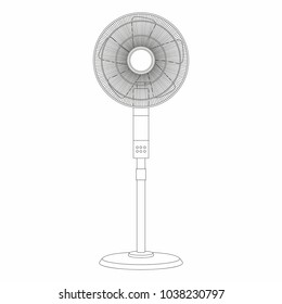 
Electric fan, thin line style. isolated on white background