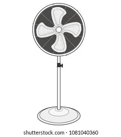 electric fan vector illustration flat sketches