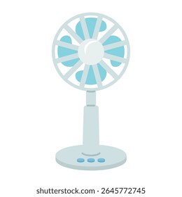 Electric Fan Vector Illustration – Portable Desk Cooling Device in Flat Design