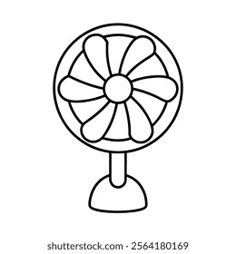 Electric Fan Vector Line Art Illustration – Outline Drawing Design