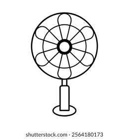 Electric Fan Vector Line Art Illustration – Outline Drawing Design