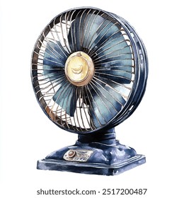 electric fan watercolor clipart illustration isolated