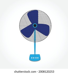 electric fans of various types isolated on white background Vector illustration in flat cartoon style.