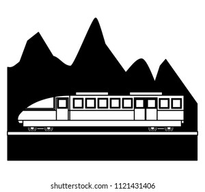 electric fast train with landscape snowly