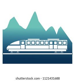 electric fast train with landscape snowly
