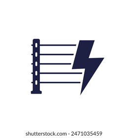 Electric fence icon on white, power fencing vector