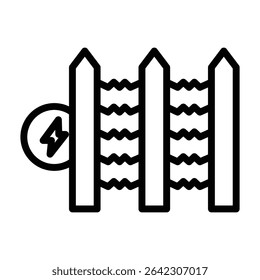 Electric Fence Outline bold Vector Icon which can be easily modified or Edited 