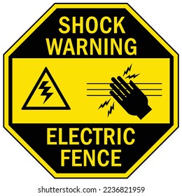 Electric fence sign and label