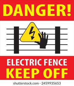 electric fence warning notice for prevent electrical shock hazard