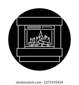 Electric fireplace color line icon. Household appliance